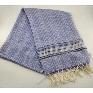Ann Taylor Loft Oversize Lightweight‎ Scarf Shawl Blue White Striped 24.5" x 68"